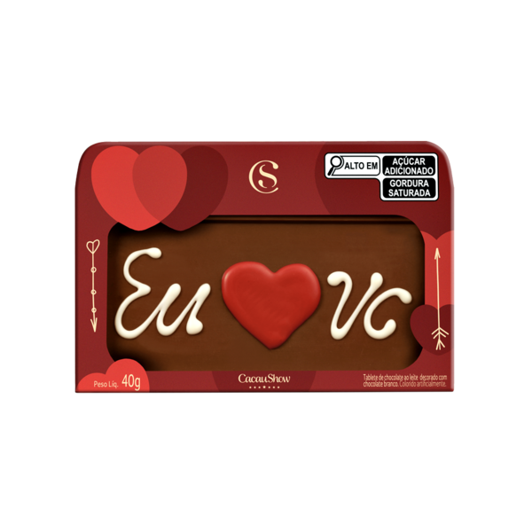 Tablete de Chocolate ao Leite Chocoarte Amor 40g