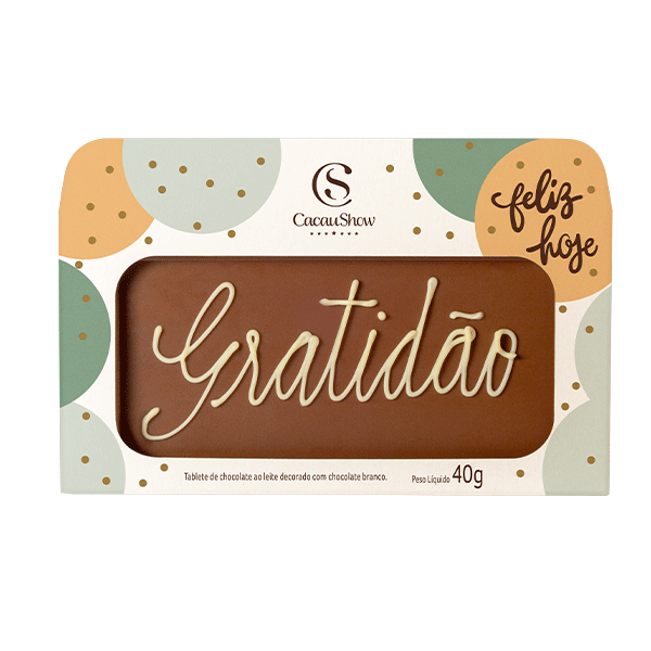 Tablete ao Leite Chocoarte Gratidão 40g
