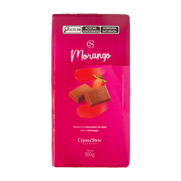 Tablete de Chocolate ao Leite Morango 100g