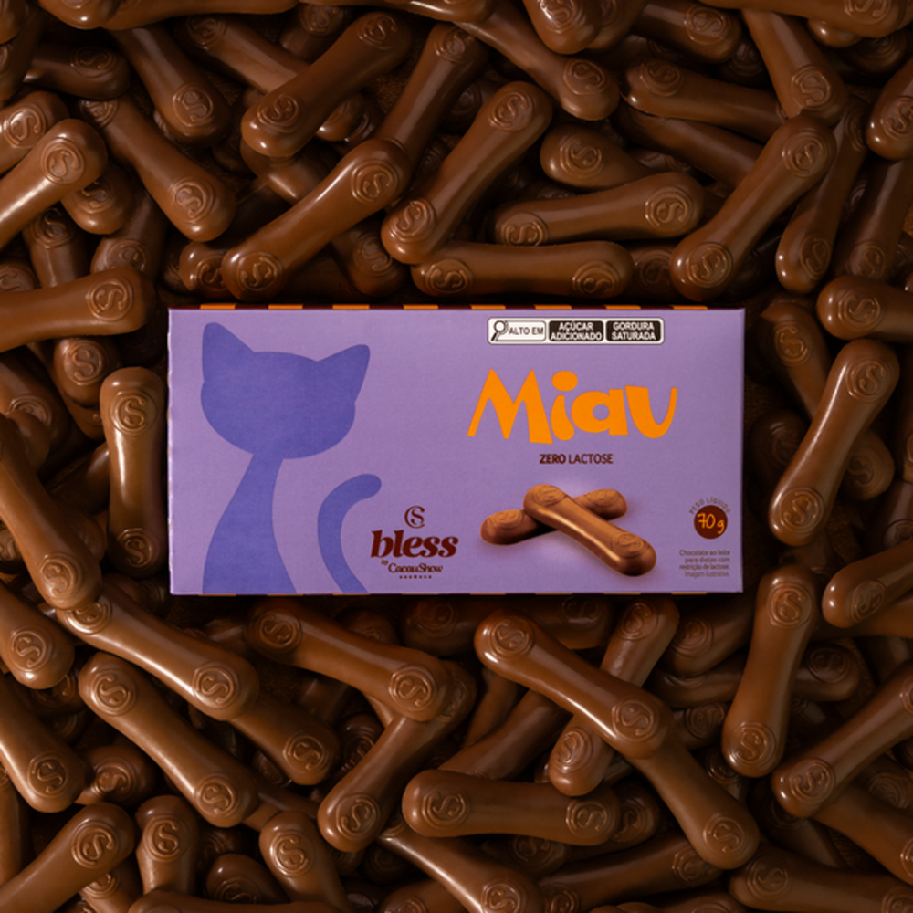 Tablete Miau Bless Zero Lactose ao Leite 70g - Imagem 2