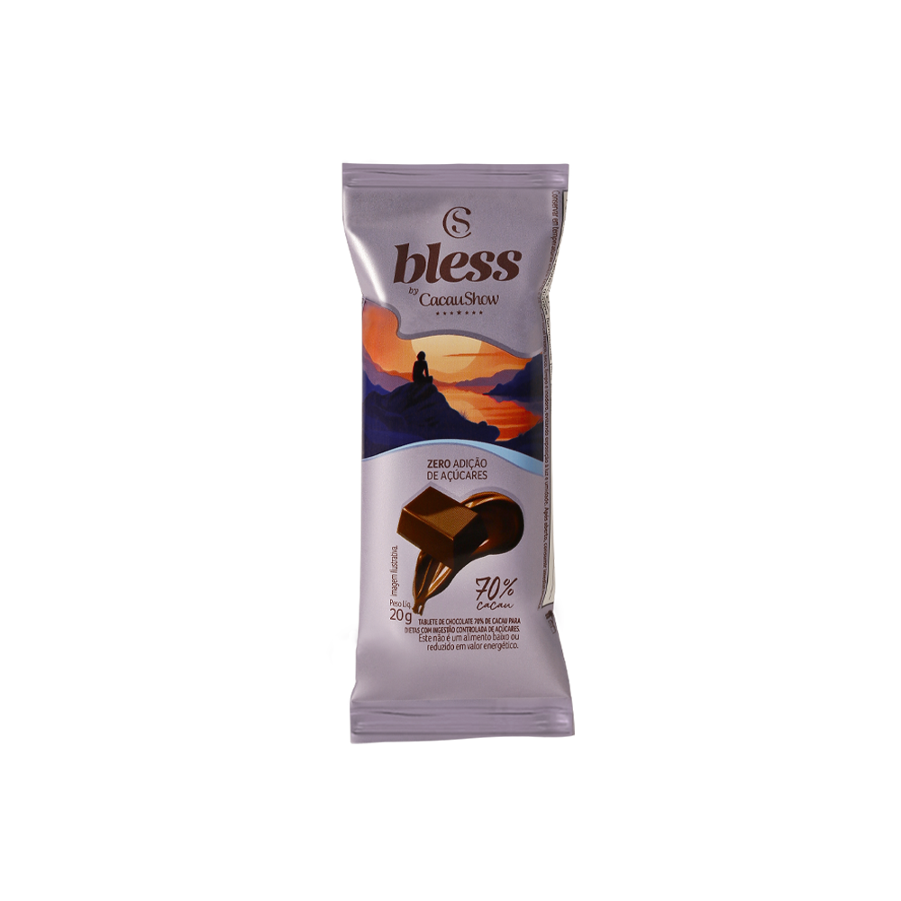 Tablete Bless Zero Adição de Açúcar de Chocolate 70% 20g