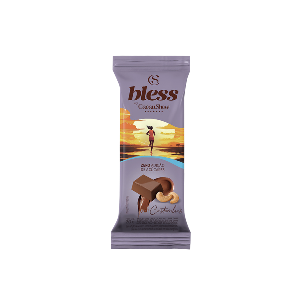 Tablete Bless Zero Adição de Açúcar Castanha de Cajú 20g
