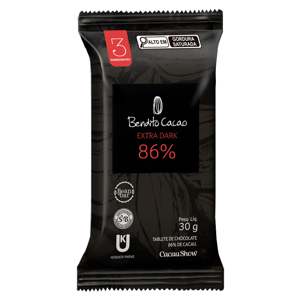 Tablete Bendito Cacao de Chocolate 86% Cacau 30g
