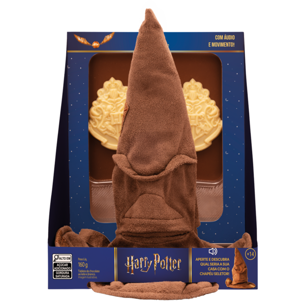 Tablete ao Leite Pelúcia Chapéu Seletor Harry Potter 160g