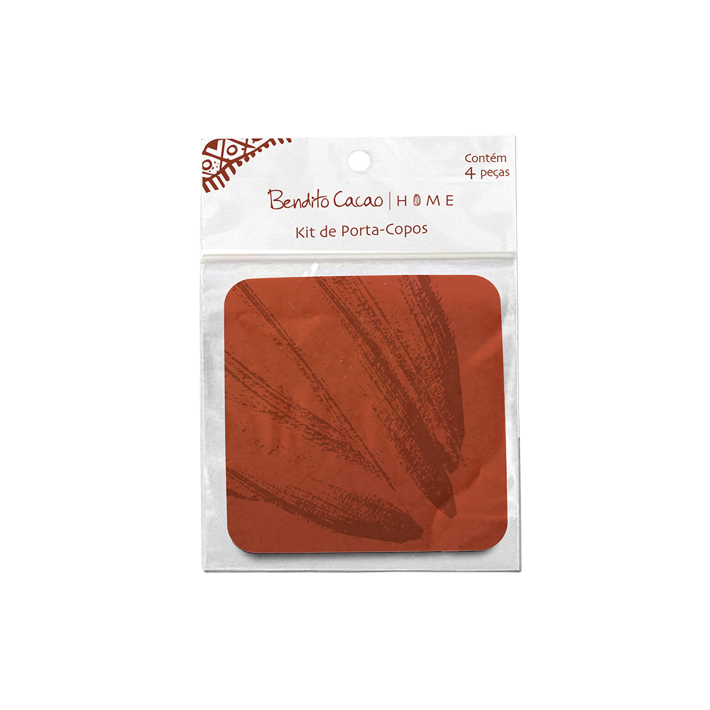 Kit 4 Porta-Copos Terracota Bendito Cacao