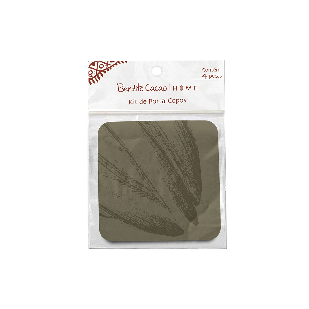 Kit 4 Porta-Copos Verde Bendito Cacao