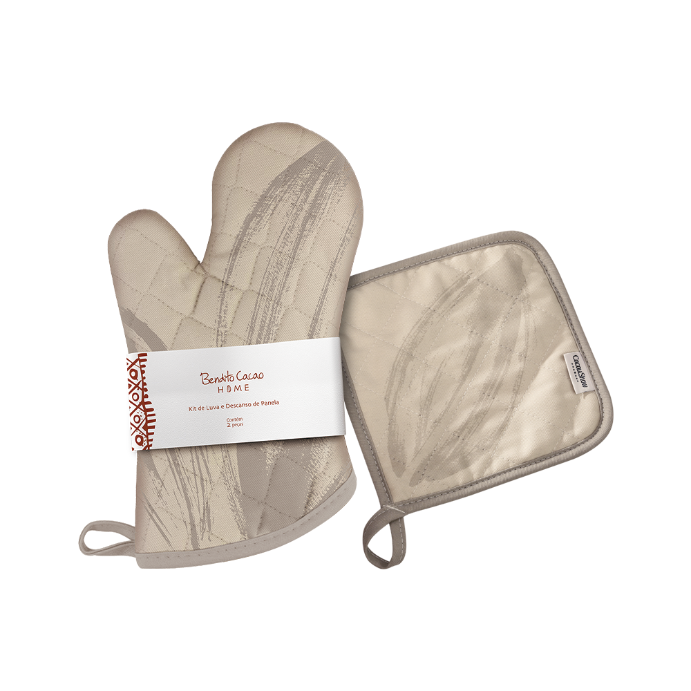 Kit Luva e Descanso de Panela Off White Bendito Cacao