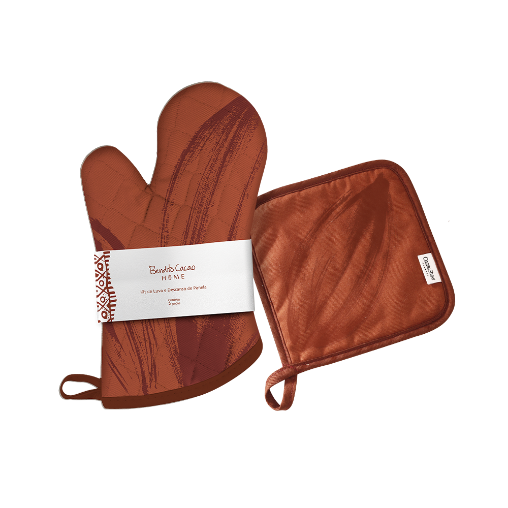Kit Luva e Descanso de Panela Terracota Bendito Cacao